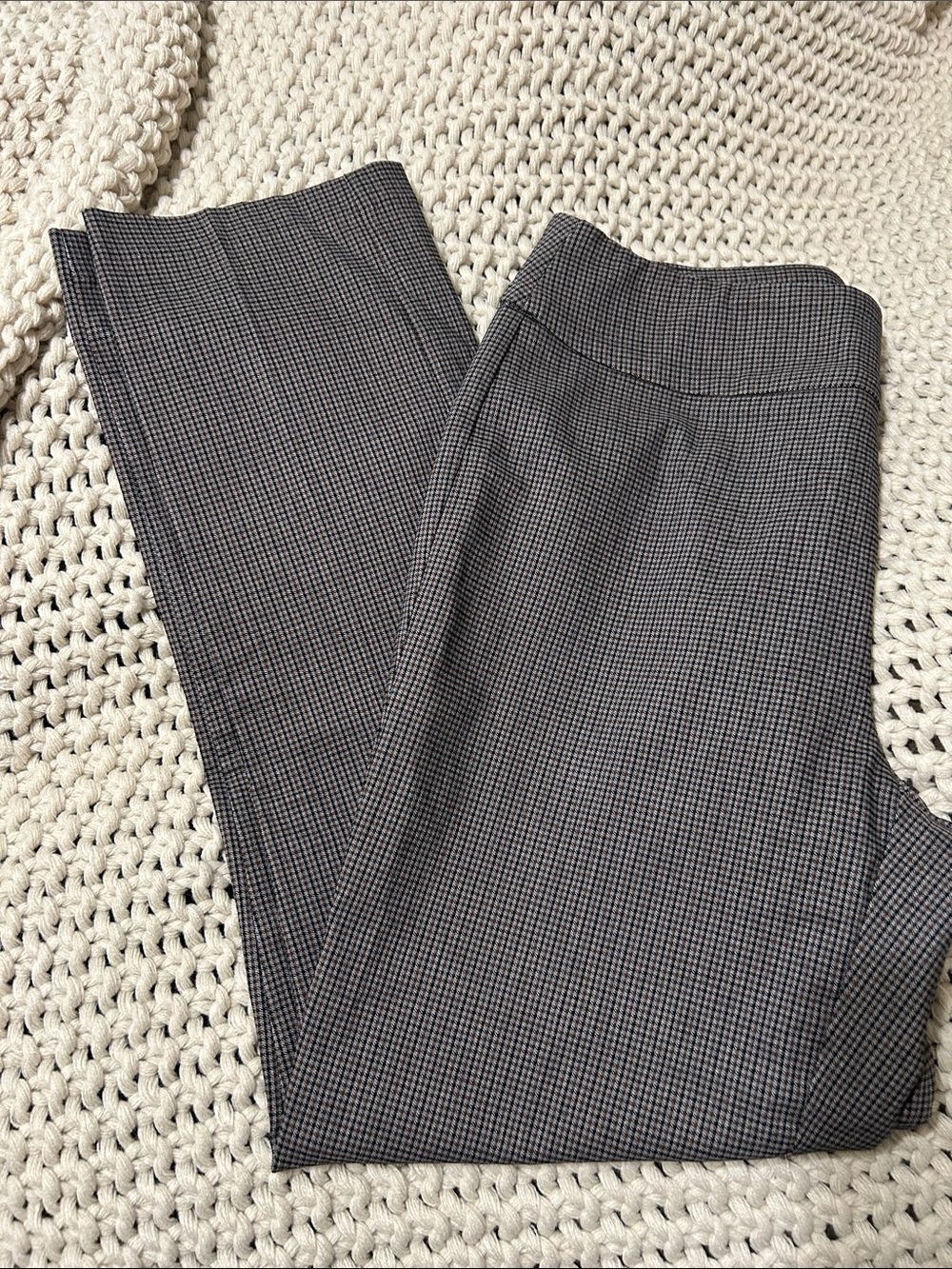 Tribal Straight Leg Micro-Check Pants - Black & White